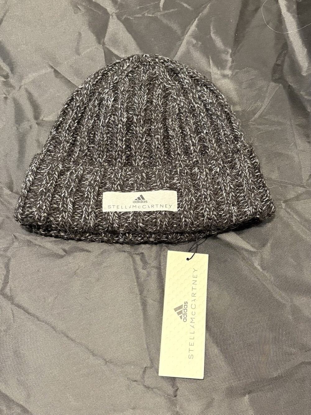 Stella McCartney x Adidas Hat Beanie Unisex Black & White Ribbed One Size Wool